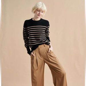 La Ligne Lean Lines Cashmere Sweater | Black/Tan | Size L